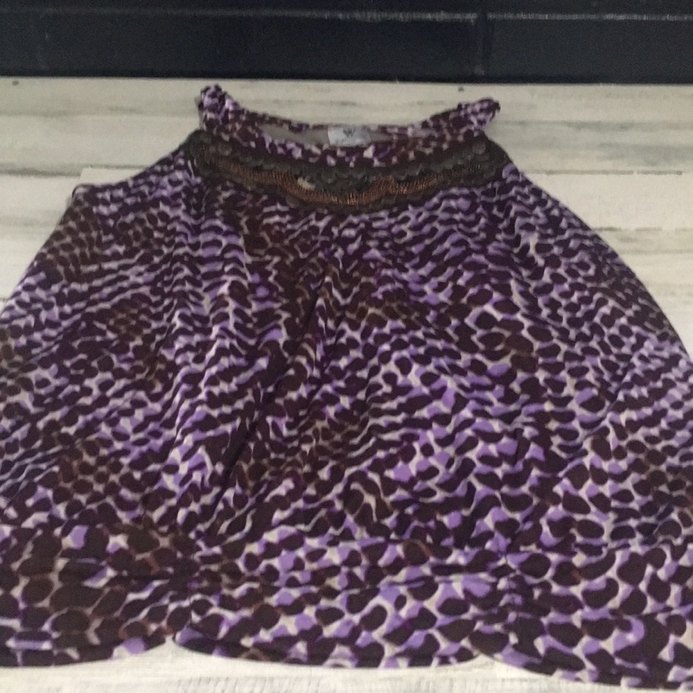 Worthington Petite dress tank with beading & brass discs at top size Large P